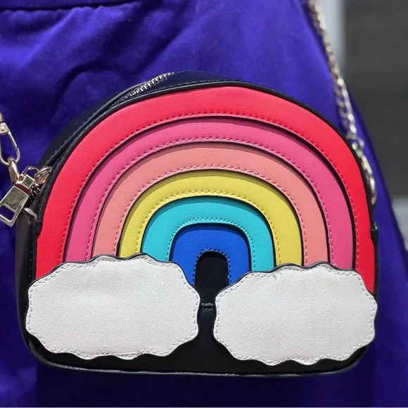 NWOT Betsey Johnson 🌈 Rainbow Crossbody Bag with Chain - Picture 6 of 11